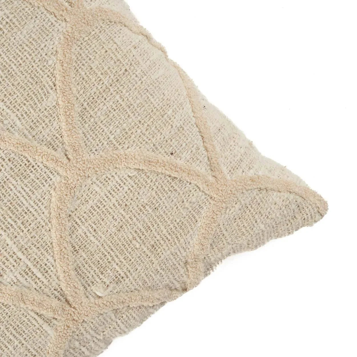 Housse de coussin en tissu naturel beige avec motif coquilles texturées 50x50 cm