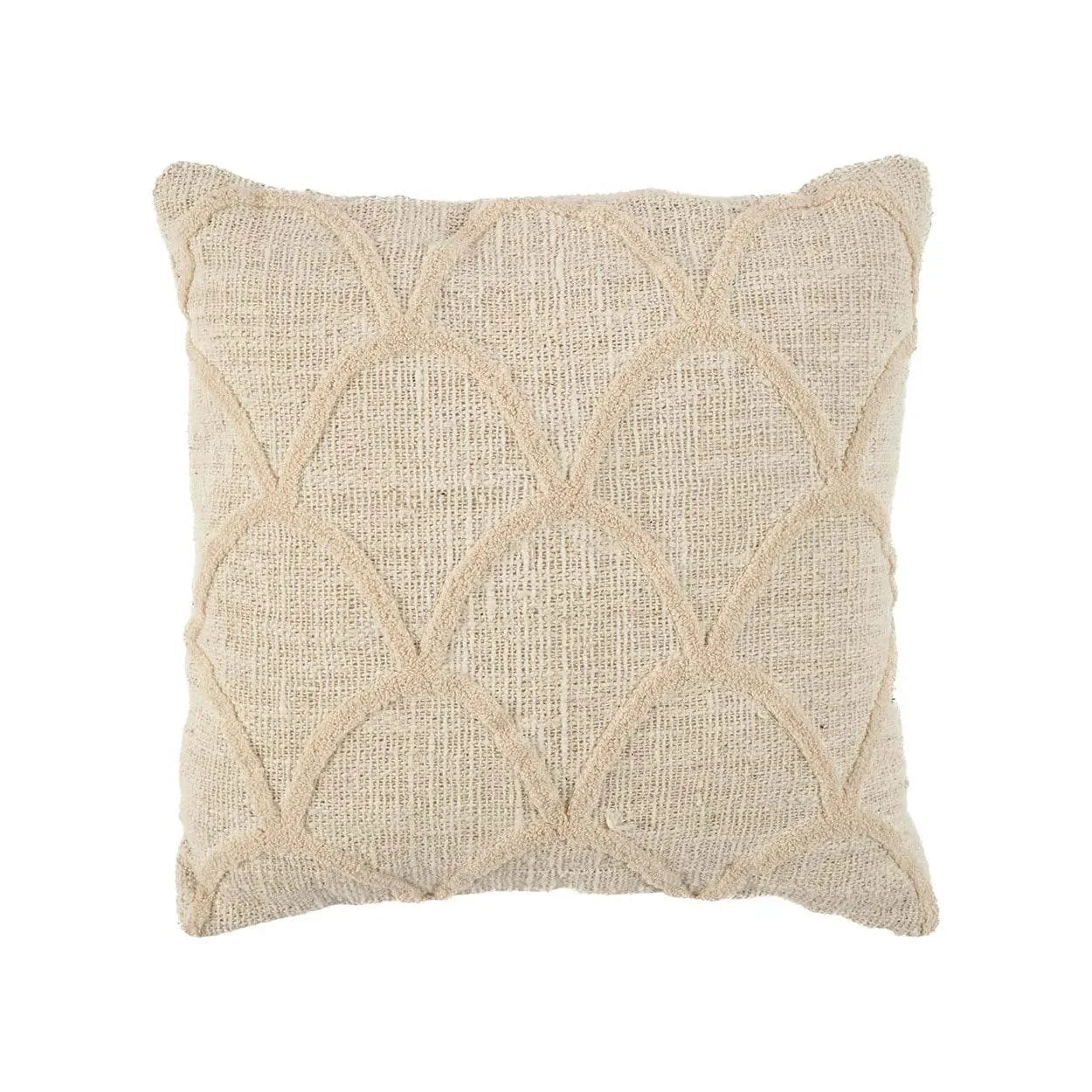 Housse de coussin en tissu naturel motif coquilles texturées écru 50x50 cm