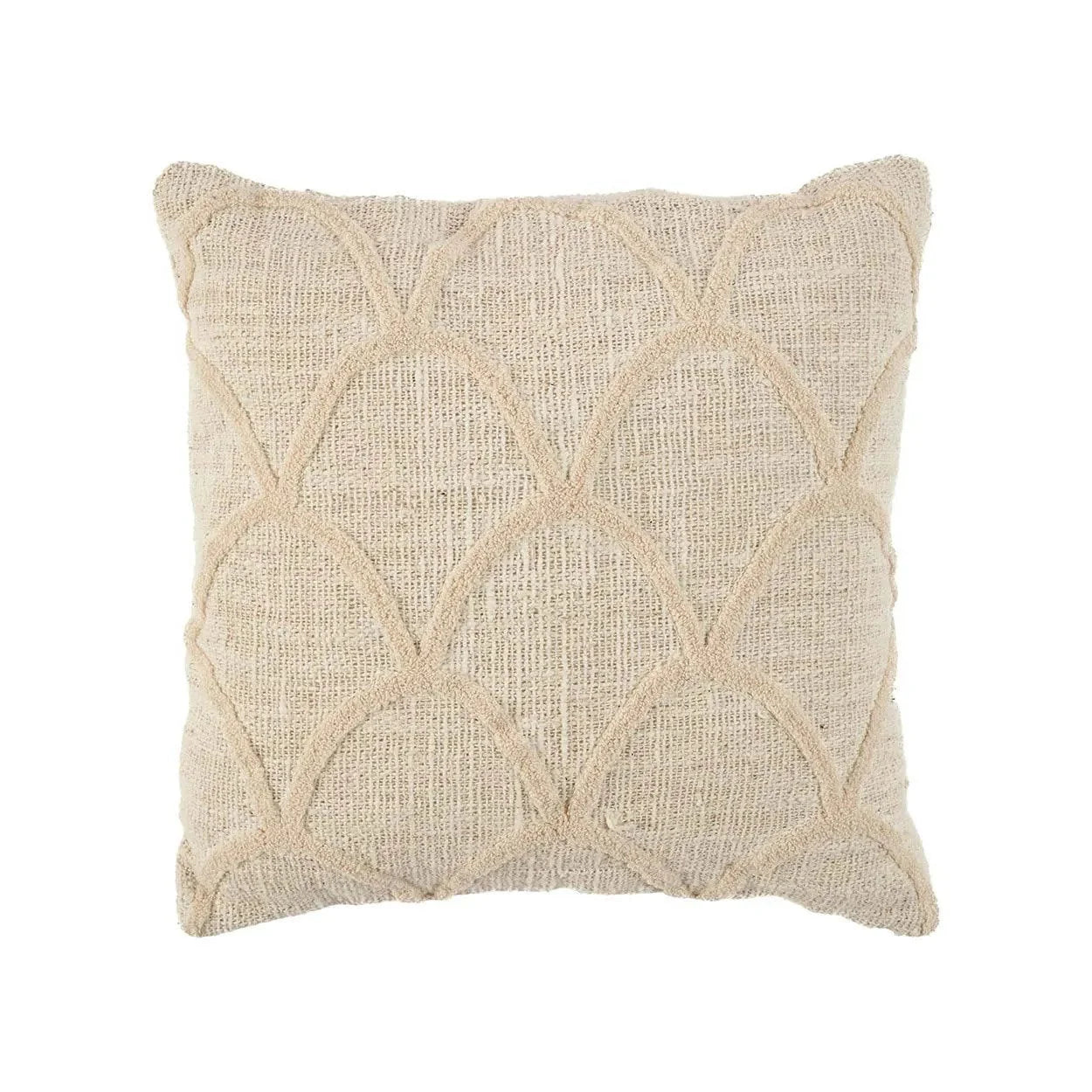 Coussin beige en tissu naturel avec motif coquilles texturées 50x50 cm