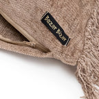 Housse de coussin en velours béton beige avec franges et fermeture éclair 100x35 cm