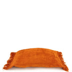 Oreiller à franges orange en velours rouille 30x50 cm pour décoration intérieure