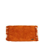 Coussin rectangulaire en velours orange franges pour décoration intérieure 30x50 cm