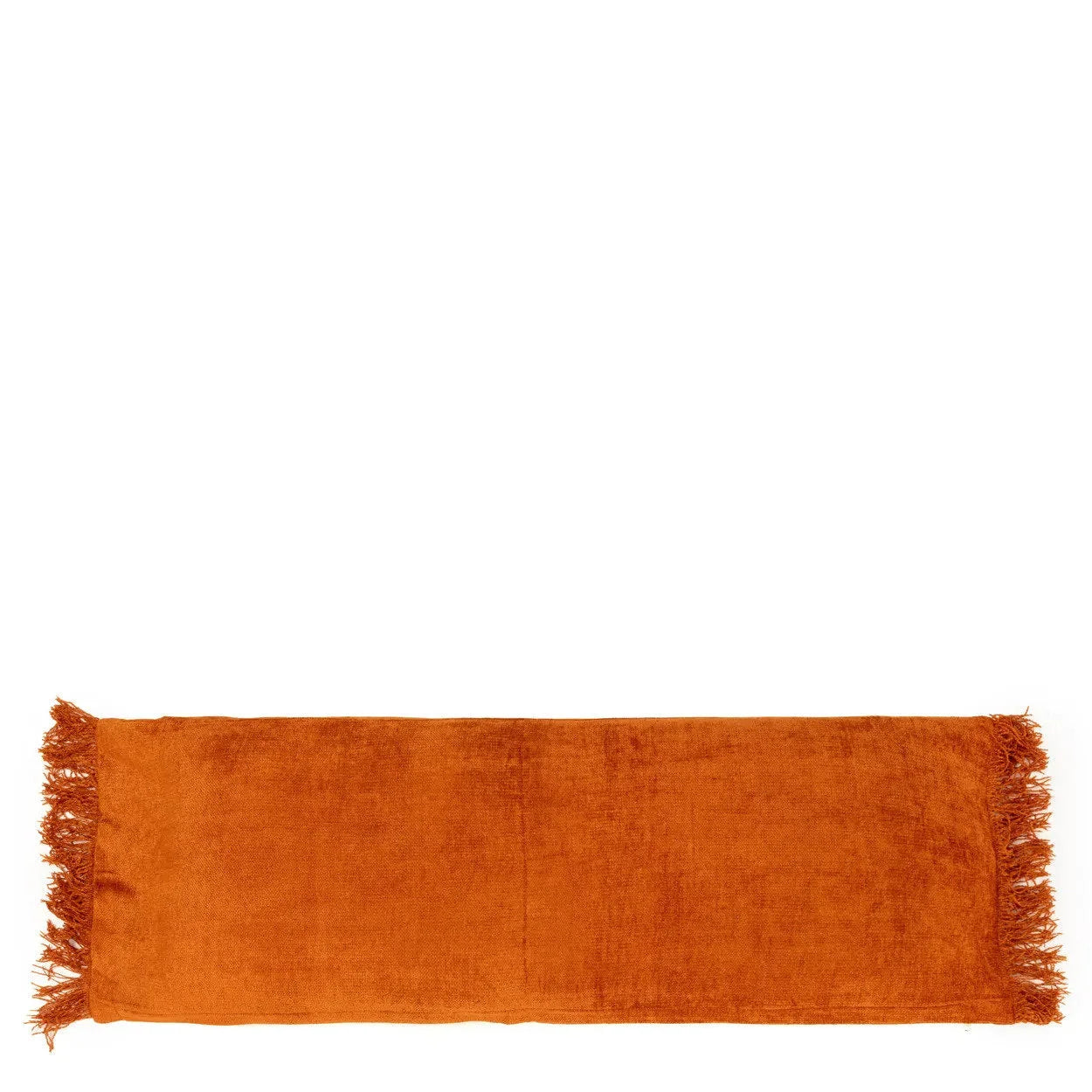 Jeté en velours rouille rectangulaire avec franges pour canapé ou lit