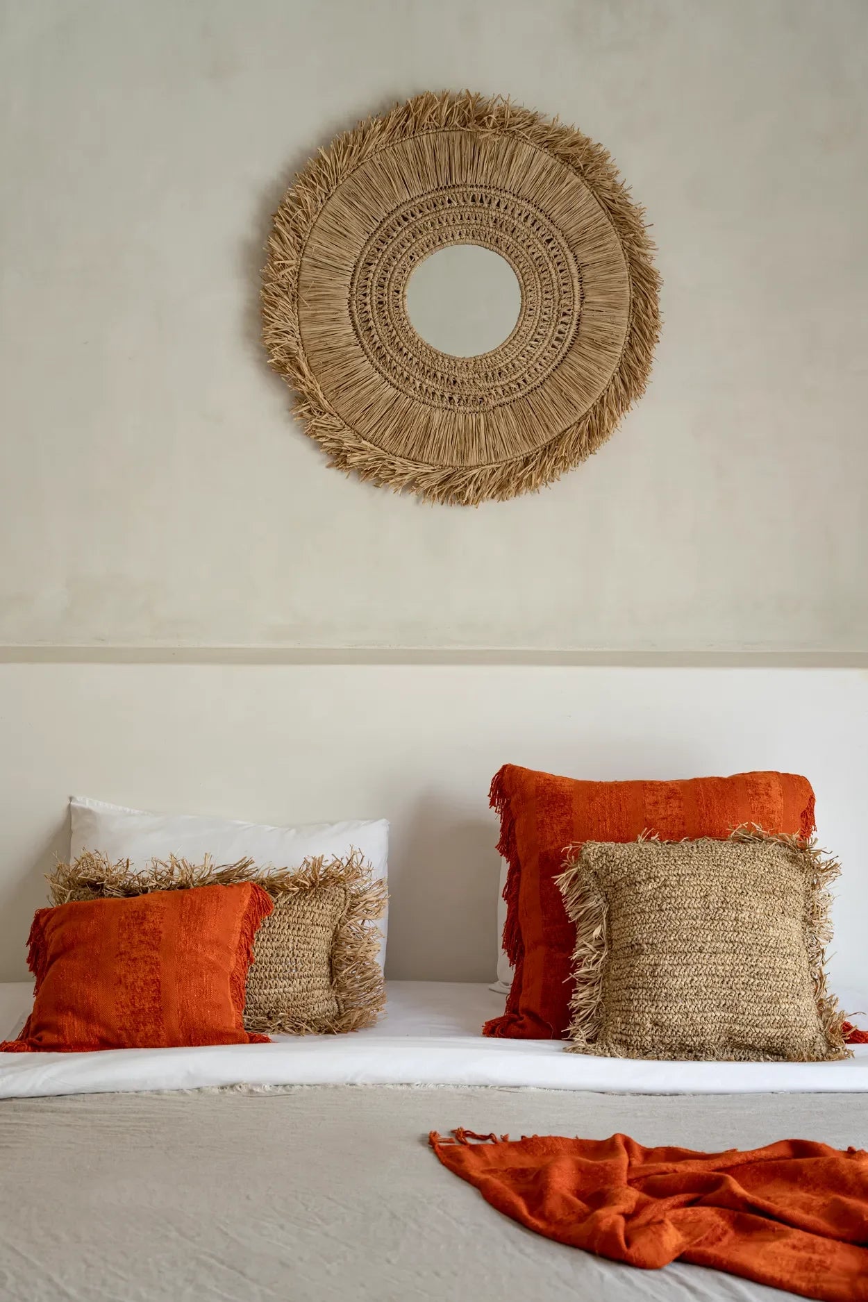Housse de coussin en velours rouille 40x40 cm pour décoration chambre Bohémienne
