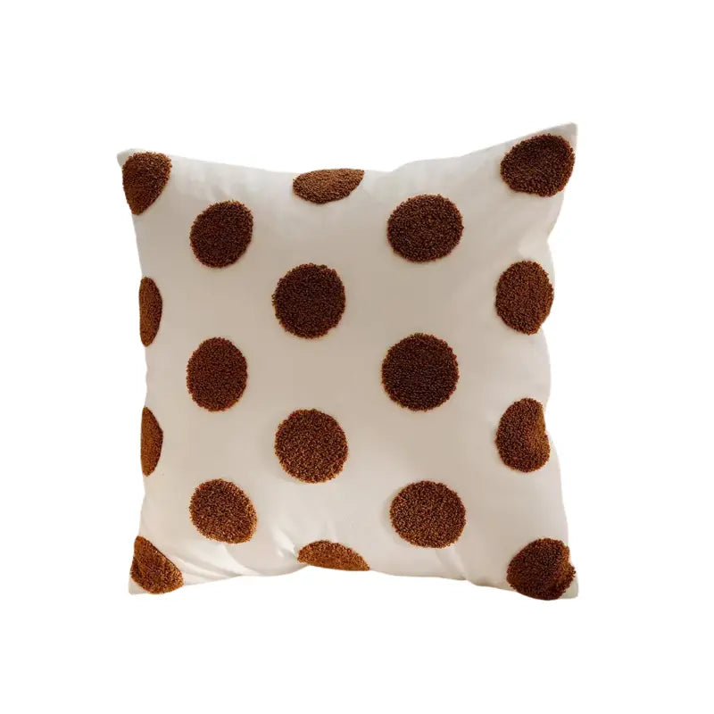 Housse de coussin à pois fond blanc