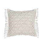 Housse de coussin macramé carré blanc