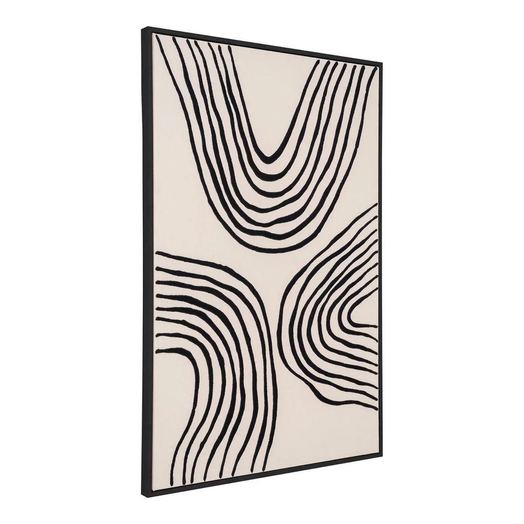 Impression sur toile noir beige 60x90 cm abstraite encadrée
