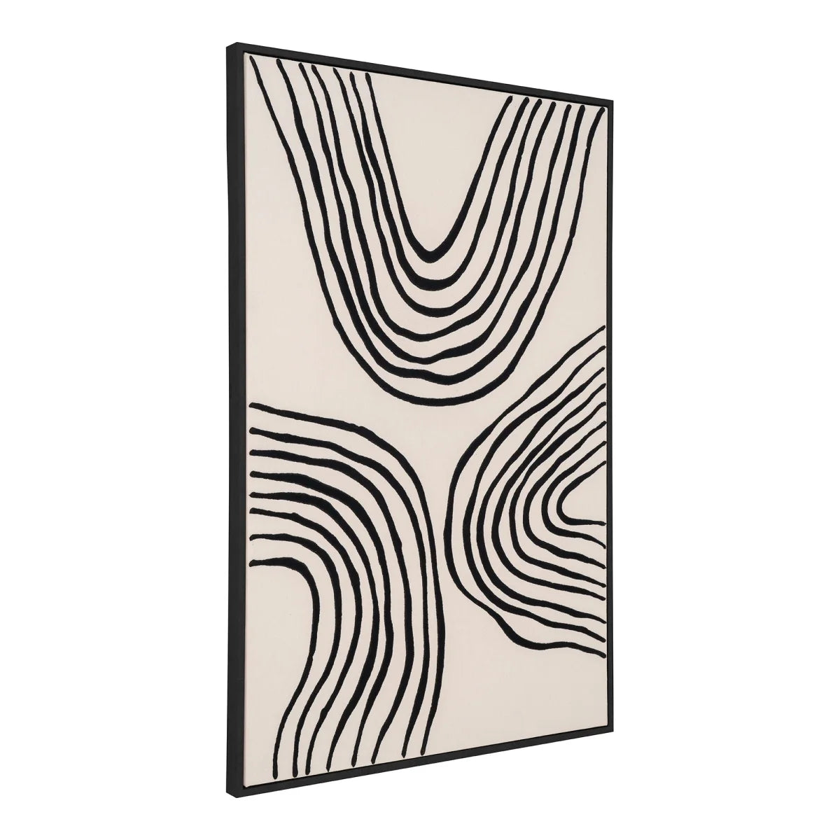 Impression sur toile noir beige 60x90 cm abstraite encadrée
