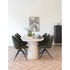 Chaises de salle à manger vert olive modernes avec pieds étoiles en métal noir