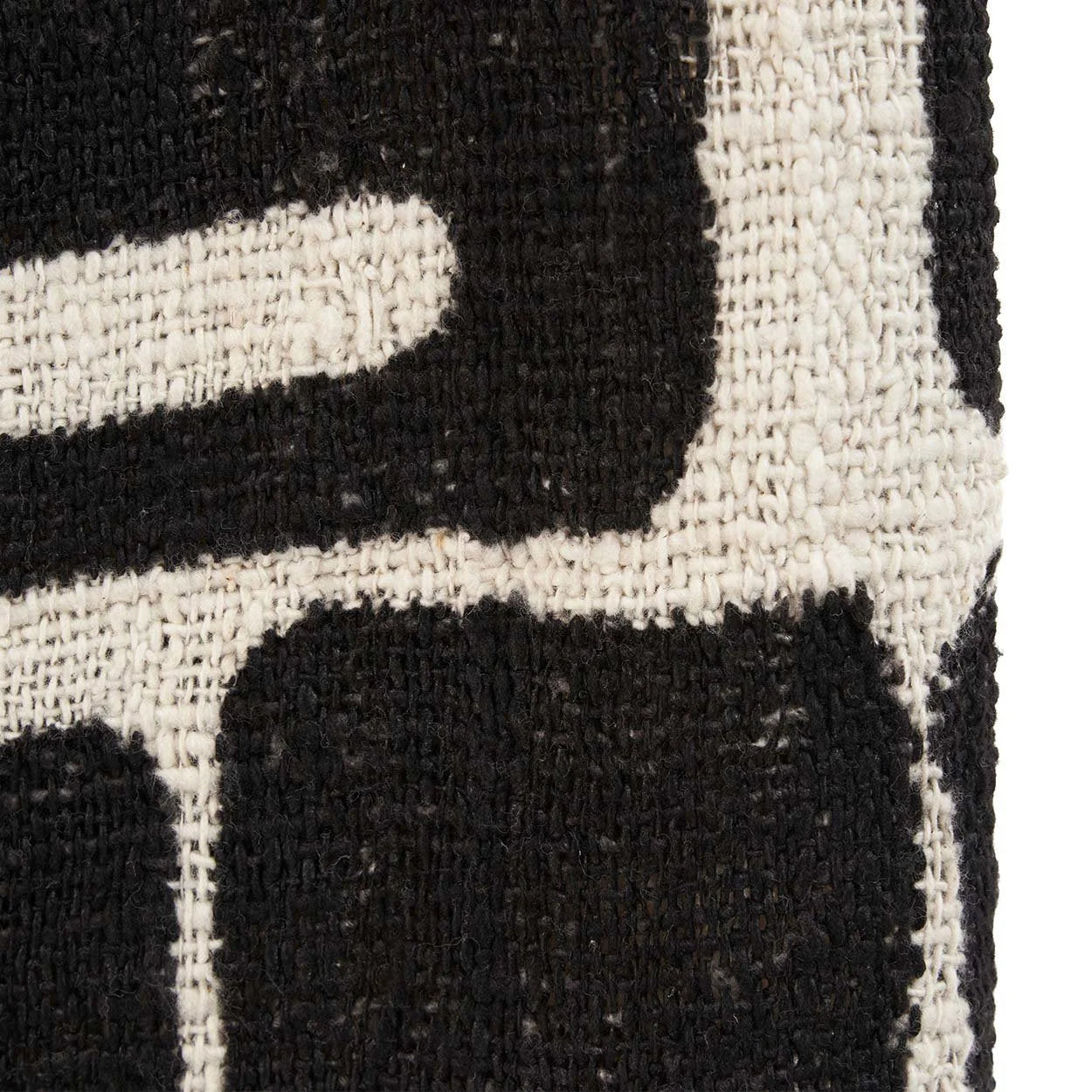 Jeté de lit en coton motif aztèque noir naturel 240x128