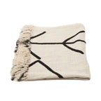 Jeté de lit en coton noir naturel motif œil protecteur et franges