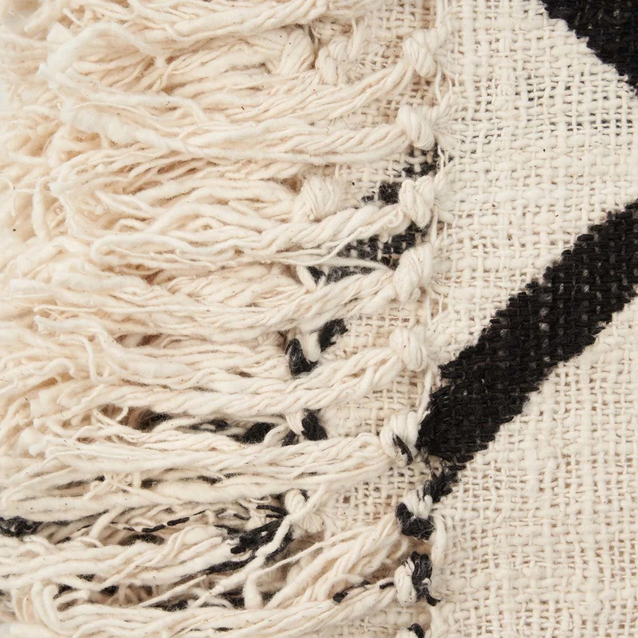 Texture tissée avec franges pour le Jeté de lit en coton noir naturel œil protecteur