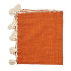 Jeté de lit Stitch Terre cuite orange avec tassels pour décoration chaleureuse
