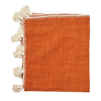Jeté de lit terracotta en coton avec pompons – 246x126 cm