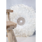 Décoration murale en plumes avec centre en coquillage pour Le Juju côtier Blanc L_40