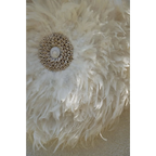 Décoration murale en plume blanche avec centre en coquillage pour Le Juju côtier Blanc L_40