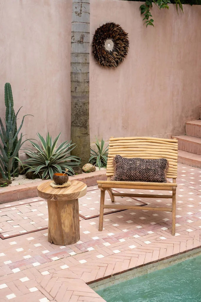 Chaise extérieure en bois La Juju Côtière Noir Marron avec coussin confortable