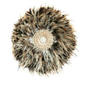 Juju hat mural rond en plumes marron beige avec coquillages décoration murale