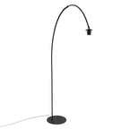 Lampadaire à arc métal noir abat-jour ajouré effet rotin H190 cm