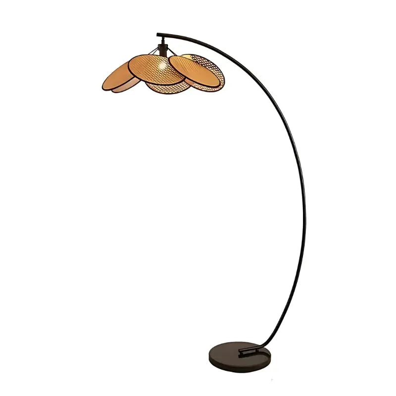 Lampadaire avec abat jour en rotin
