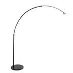 Lampadaire arc métal noir bronze avec abat-jour rond et base ronde, H240 cm