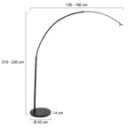 Lampadaire arc en métal noir bronze avec abat-jour rond, hauteur H240 cm ajustable