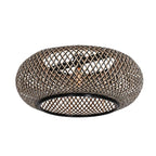 Luminaire plafonnier en rotin brun foncé avec finition bronze pour décoration intérieure