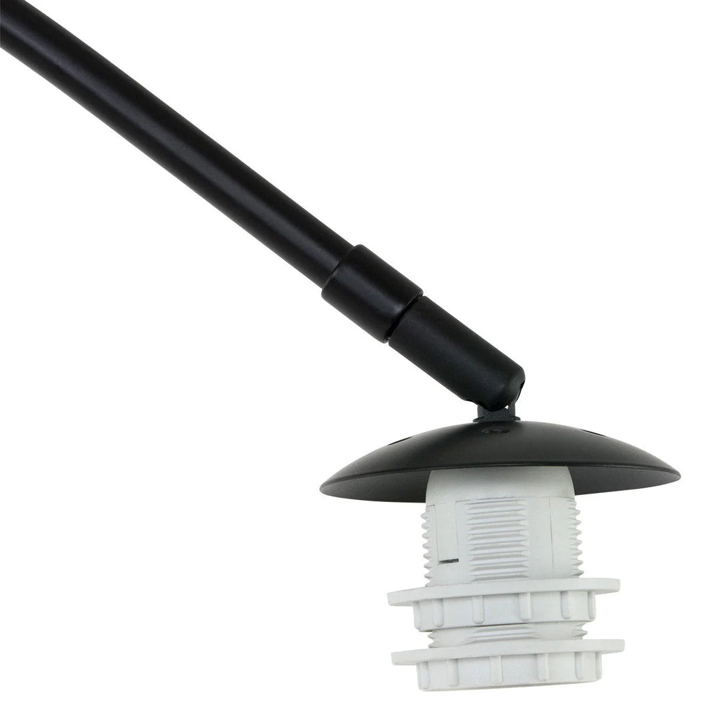 Bras de lampe noir en métal avec douille blanche à vis pour abat-jour rond