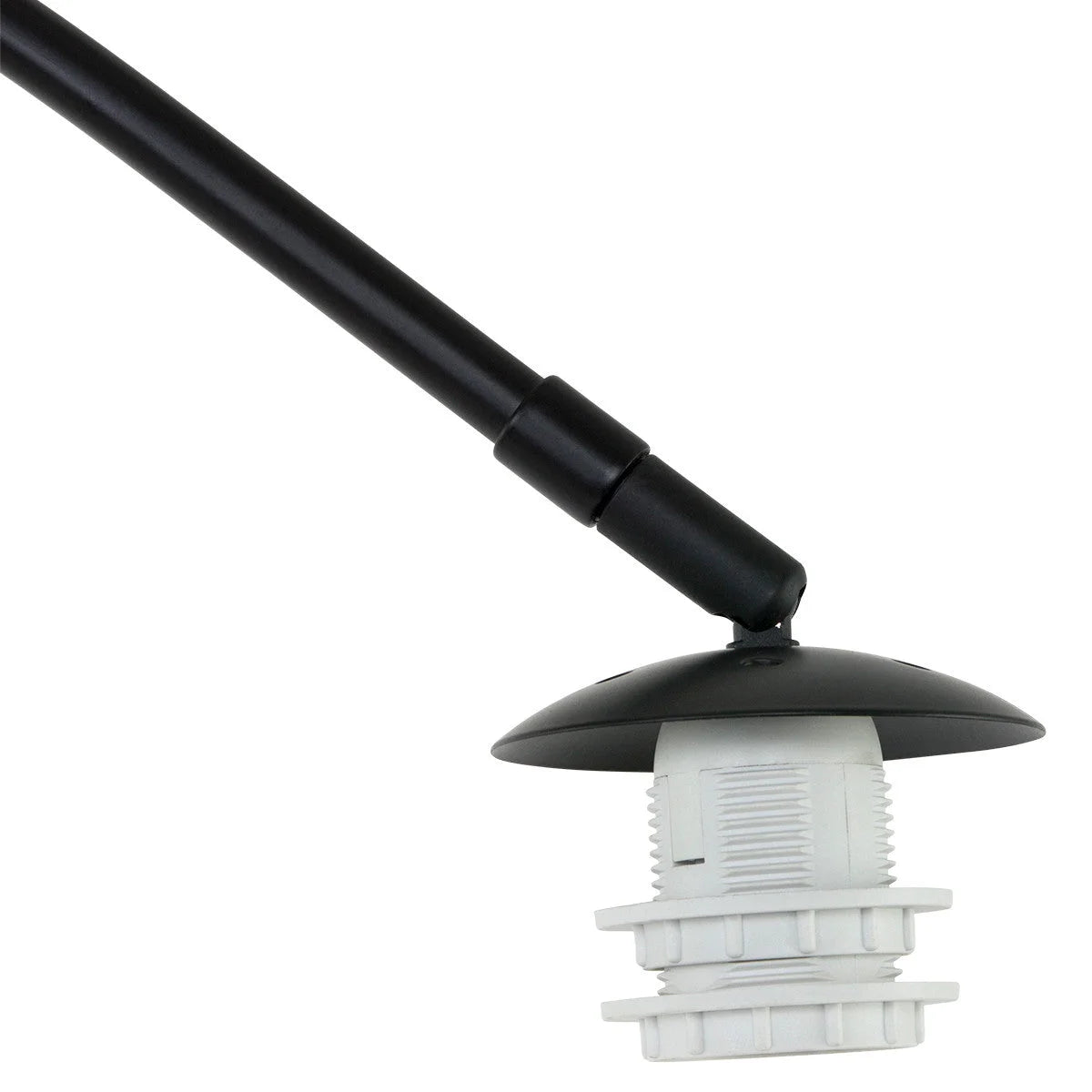 Bras de lampe noir en métal avec douille blanche à vis pour abat-jour rond