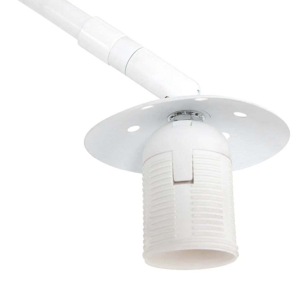 Support de plafond réglable blanc en métal avec abat-jour opalin pour Lampadaire arc H240 cm