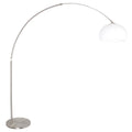 Lampadaire arc en métal brossé avec abat-jour blanc hémisphérique H240 cm