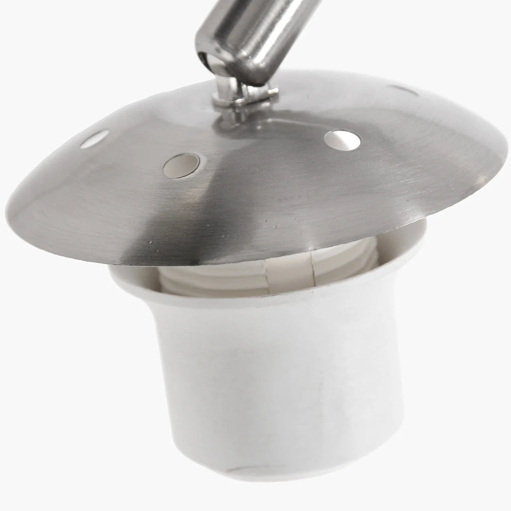 Cap en métal argenté perforée avec base en plastique pour Lampadaire arc H240 cm