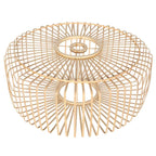 Abat-jour rond en rotin tressé de couleur crème pour lampadaire arc en métal H240 cm