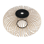 Lampadaire arc métal noir avec abat-jour ajouré rotin naturel H180 cm