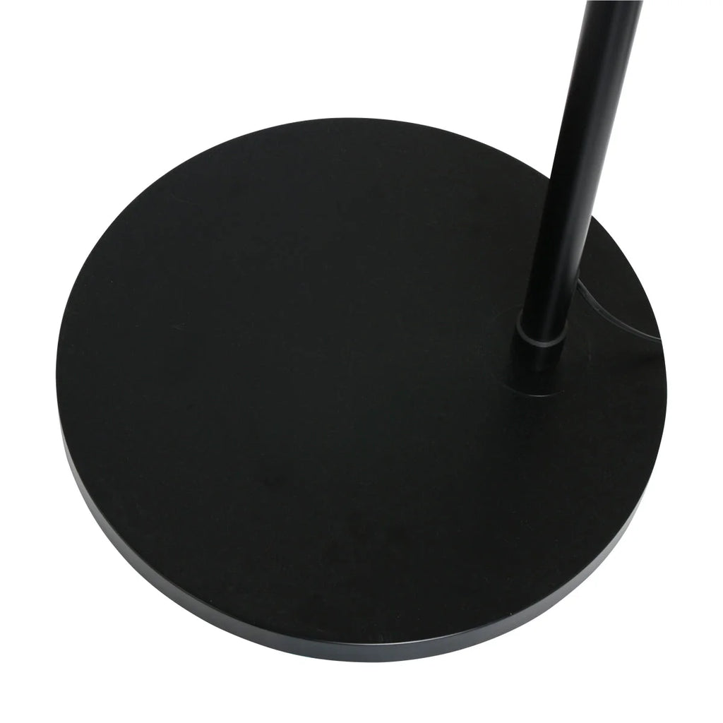 Base de lampe ronde en métal noir pour lampadaire arc avec abat-jour bambou naturel