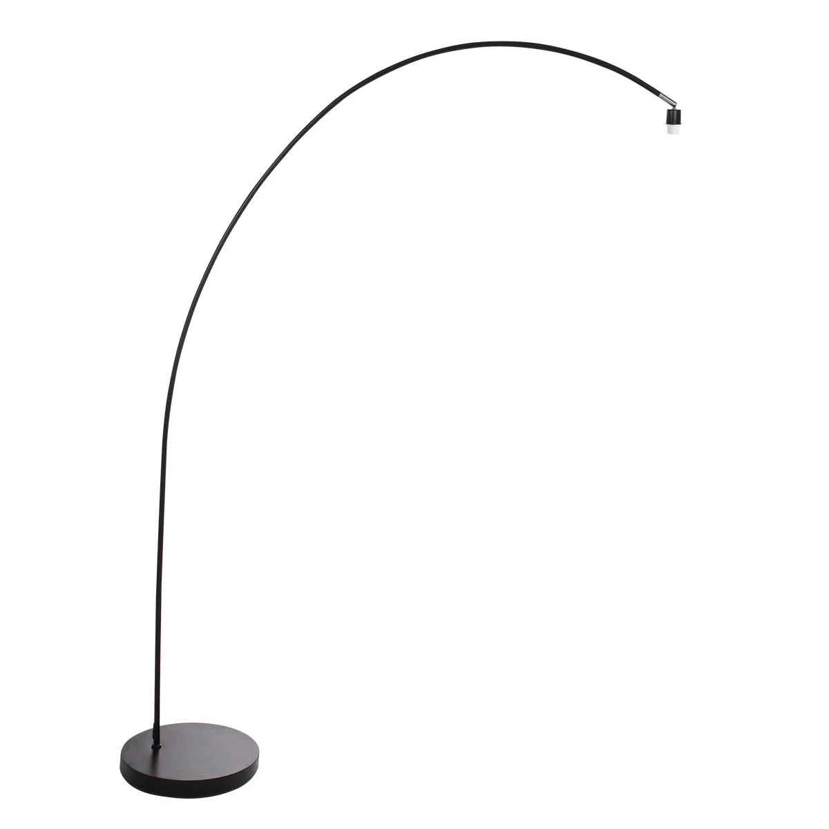 Lampadaire arc noir en métal avec abat-jour blanc hémisphère, hauteur H185 cm
