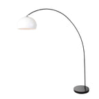 Lampadaire arc en métal noir avec abat-jour blanc hémisphérique H185 cm