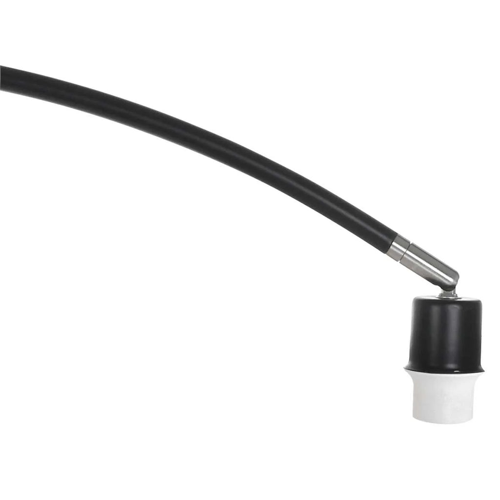 Câble fibre optique flexible noir avec embout métal et capuchon en caoutchouc blanc