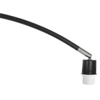 Câble fibre optique flexible noir avec embout métal et capuchon en caoutchouc blanc