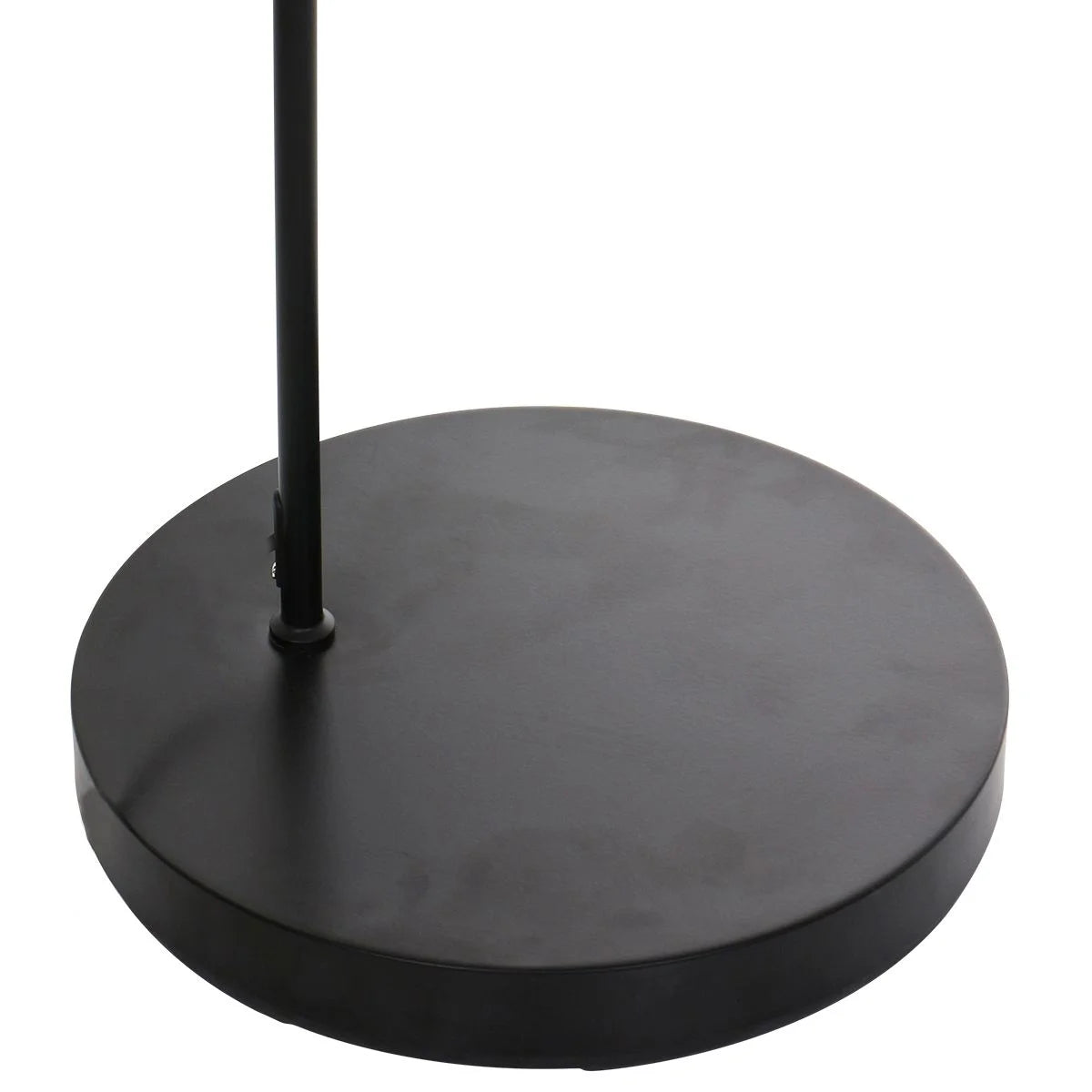 Base de lampe ronde en métal noir pour lampadaire arc avec abat-jour blanc hémisphère