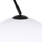 Suspension globe blanche avec bras noir réglable dans le style Lampadaire arc en métal noir abat-jour blanc hâmisphérique