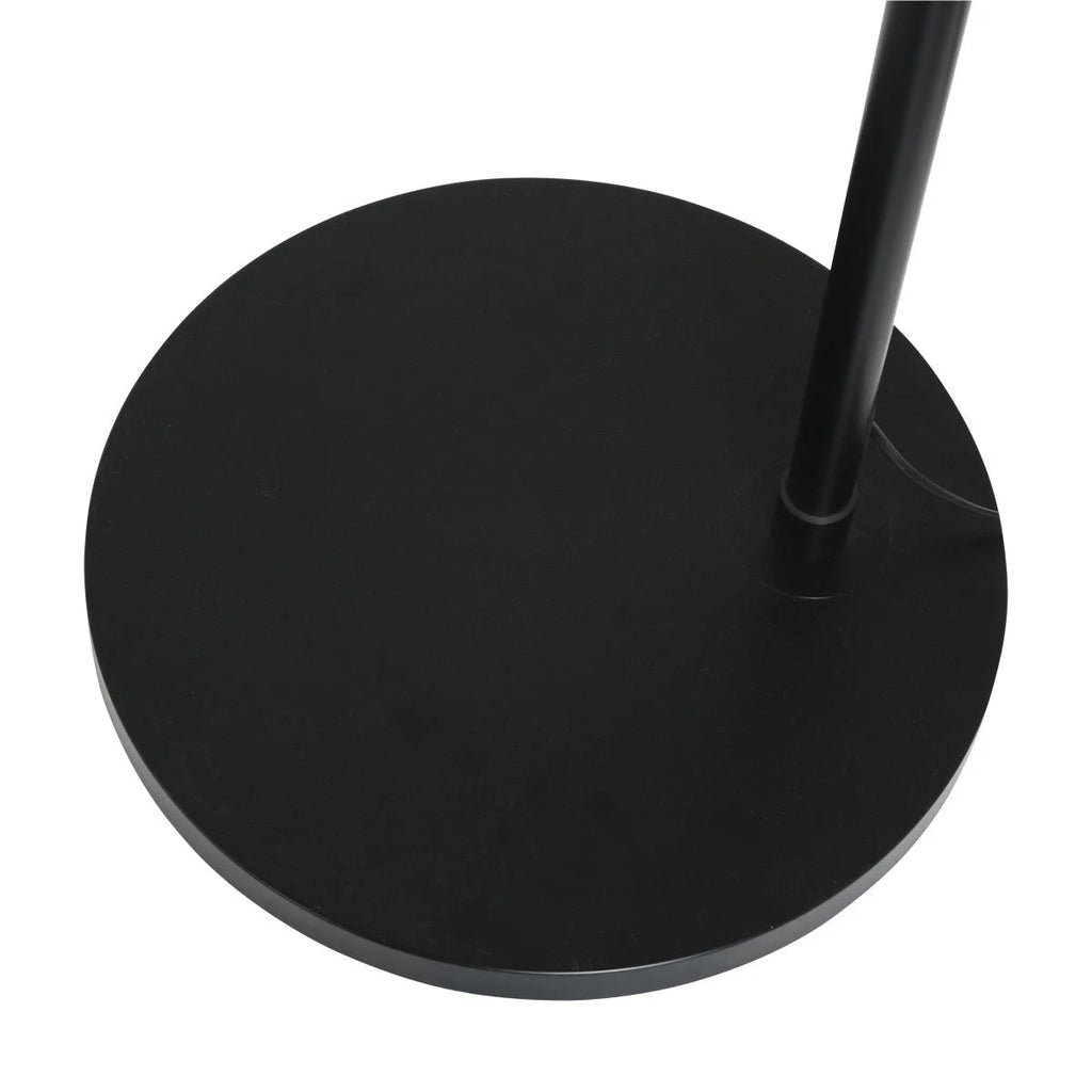 Base ronde en métal noir pour lampadaire avec abat-jour blanc hémisphérique H230 cm
