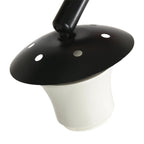 Lampe arc en métal noir avec abat-jour blanc en forme de champignon
