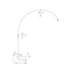 Lampadaire arc en métal noir avec abat-jour blanc et interrupteur linéaire, H230 cm