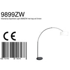 Lampadaire arc en métal noir avec abat-jour blanc rectangulaire de 240 cm