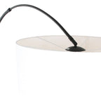 Abat-jour tambour blanc sur support courbé en métal noir pour lampadaire arc H240 cm