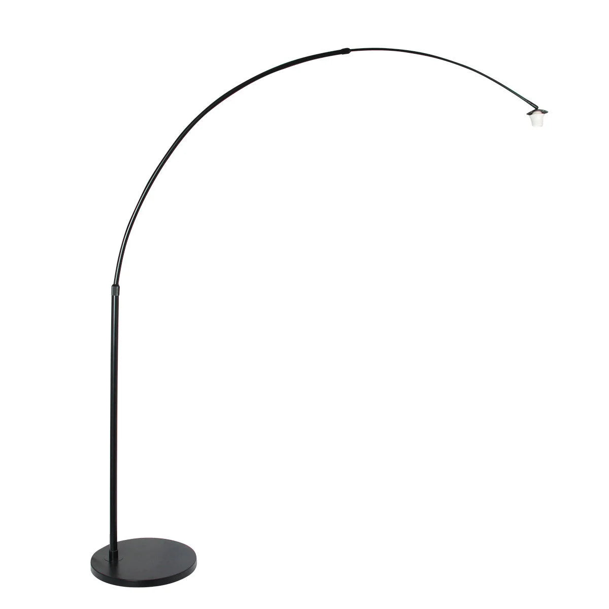 Lampadaire arc en métal noir avec abat-jour rotin ajouré naturel H240 cm