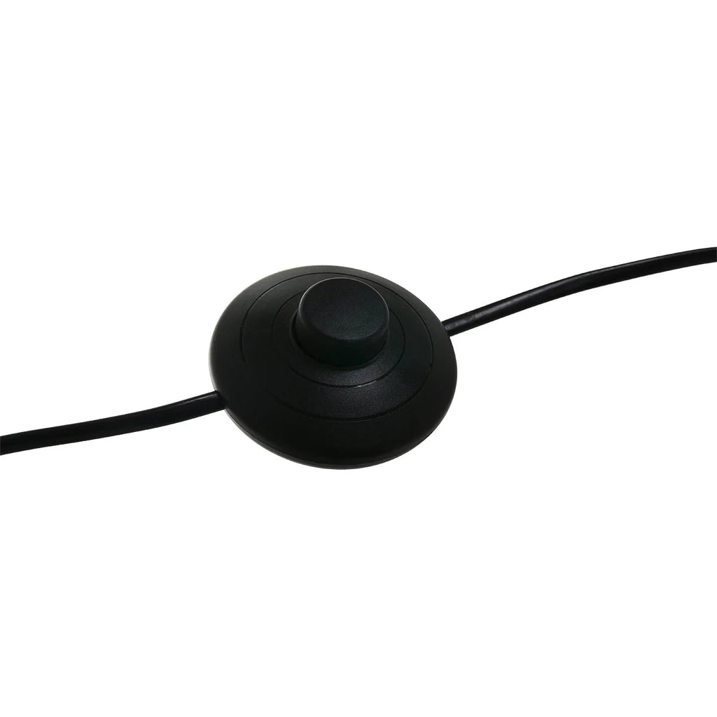 Interrupteur noir rond à bouton poussoir pour lampe avec abat-jour en bambou