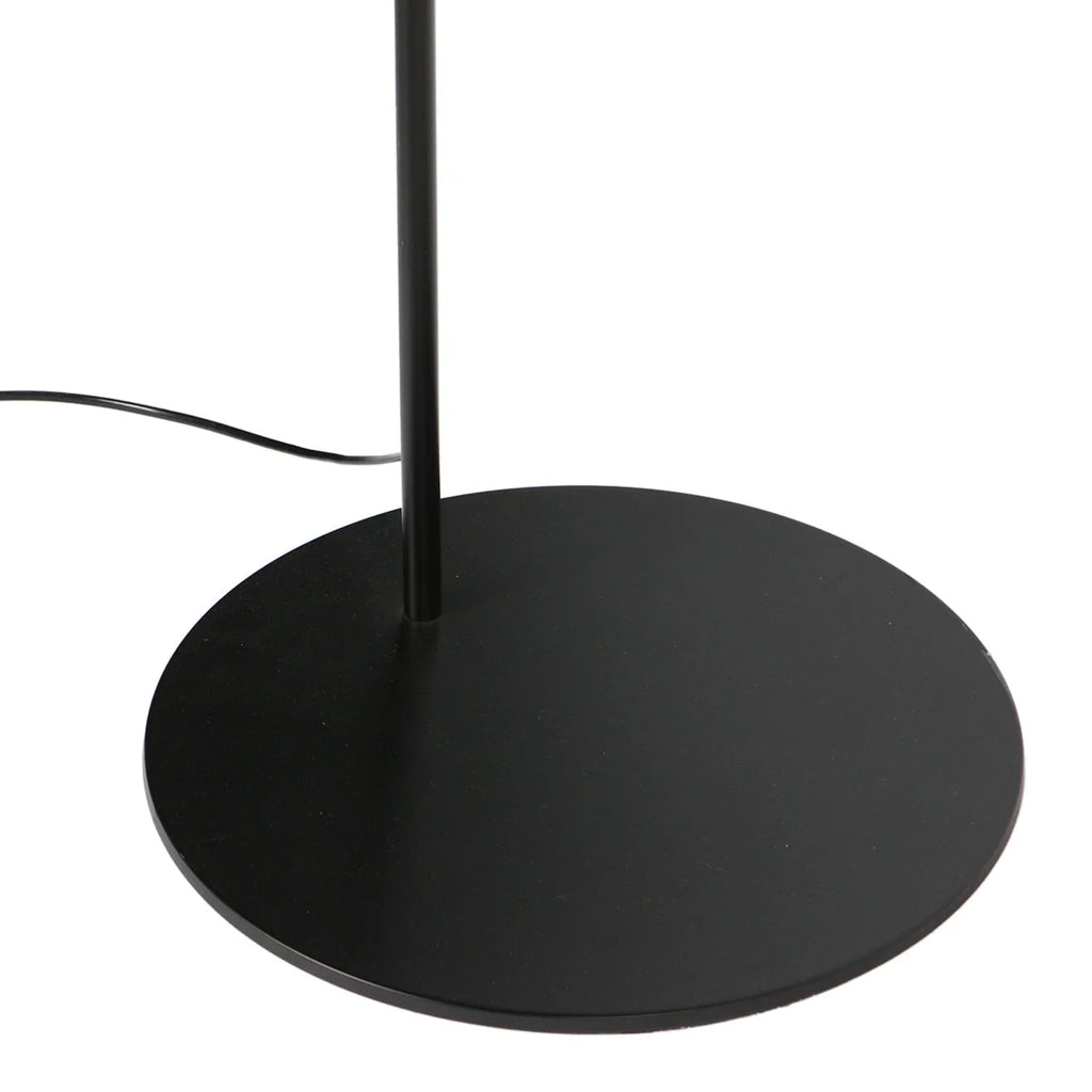 Base de lampadaire arc noir avec abat-jour rond blanc en plastique H210 cm