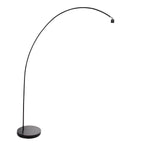 Lampadaire arc noir avec abat-jour en tissu cylindrique, hauteur 185 cm